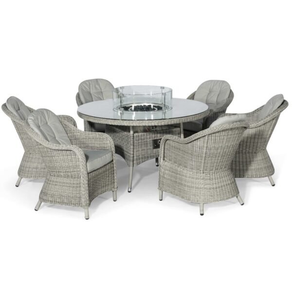 Heritage 6 Seat Round Rattan Fire Pit Dining Set - Image 3