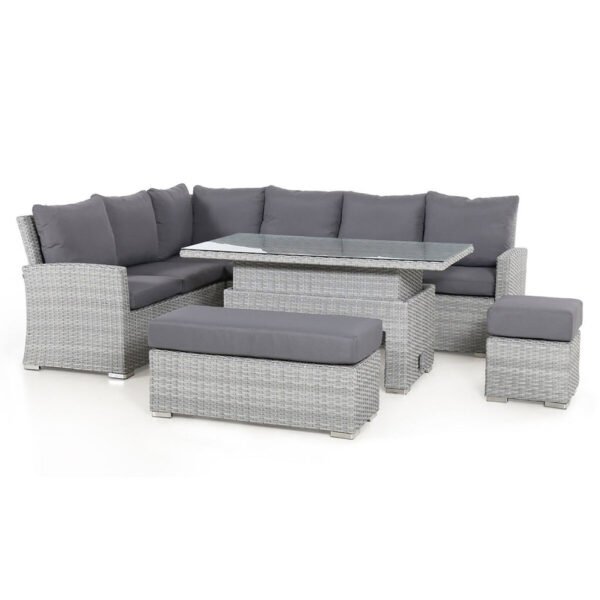 Ascot Rectangular Rattan Corner Dining Set - with Rising Table & Weatherproof Cushions - Image 7