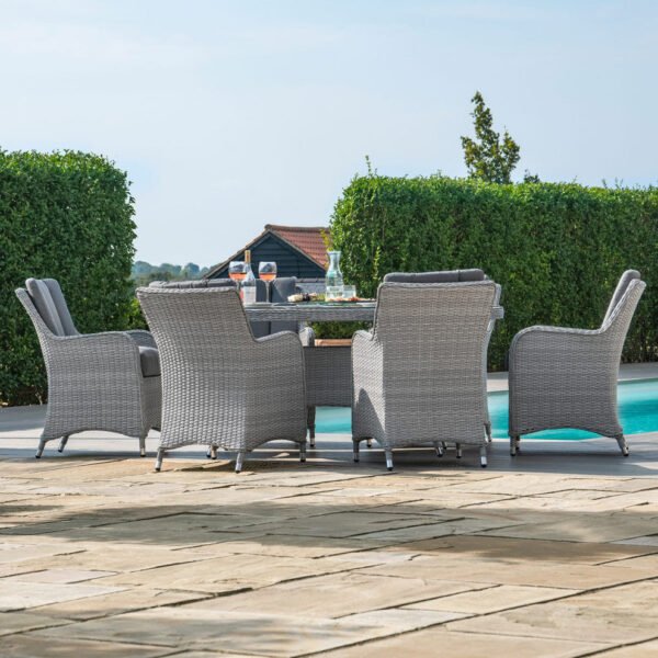 Ascot 6 Seat Oval Rattan Dining Set with Lazy Susan & Weatherproof Cushions - Image 4