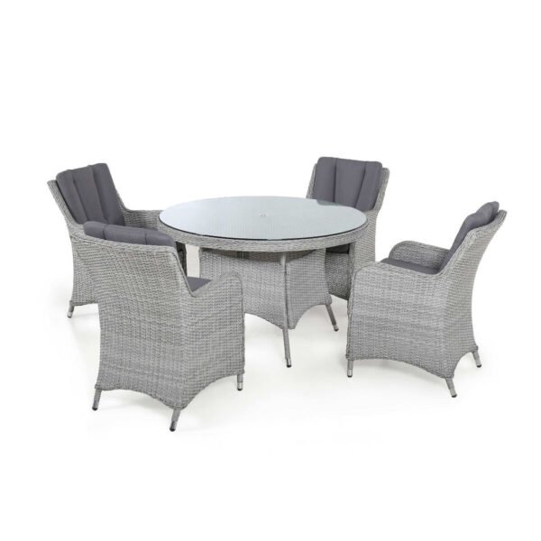 Ascot 4 Seat Round Rattan Dining Set with Weatherproof Cushions - Image 8