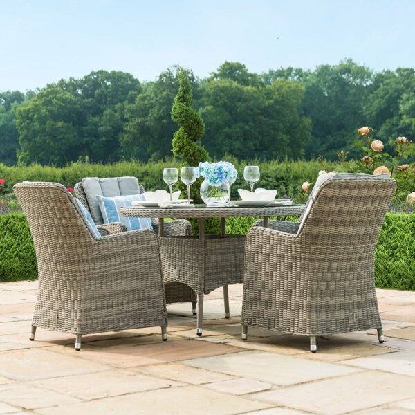Oxford Venice 4 Seat Round Rattan Dining Set - Image 4