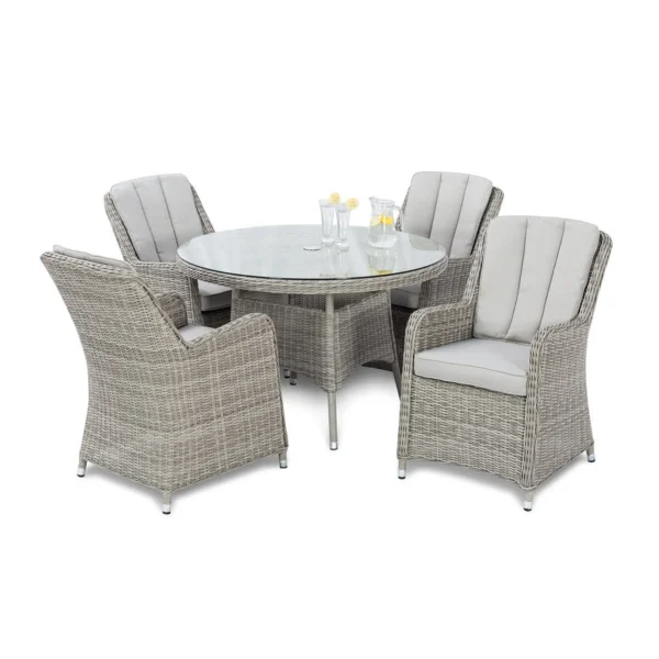 Oxford Venice 4 Seat Round Rattan Dining Set - Image 8