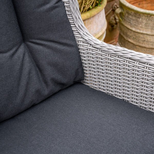 6 Seat Rattan Dining Set - Round Gas Fire Pit Table in White Wash - Image 7